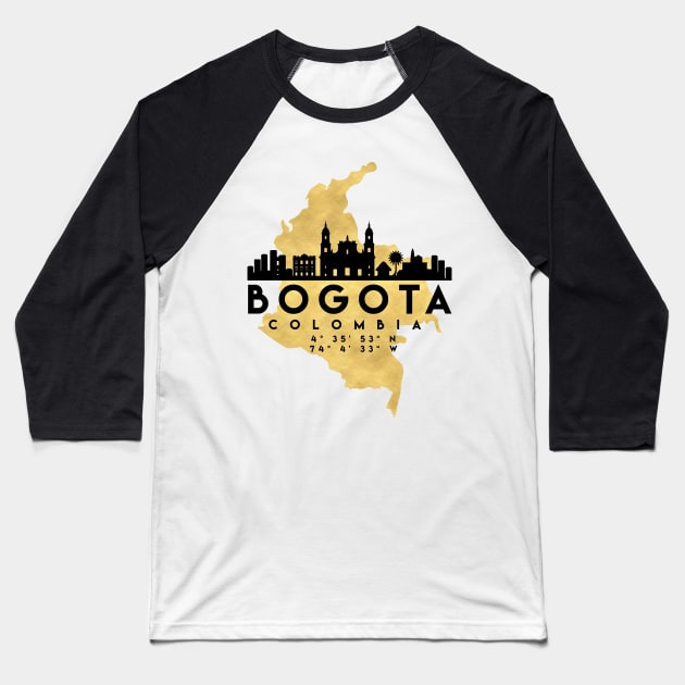 Bogota Colombia Skyline Map Art Baseball T-Shirt by deificusArt